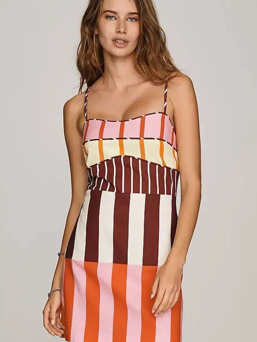 English Factory × Anthropologie Cotton vertical striped mini dress tie straps XS